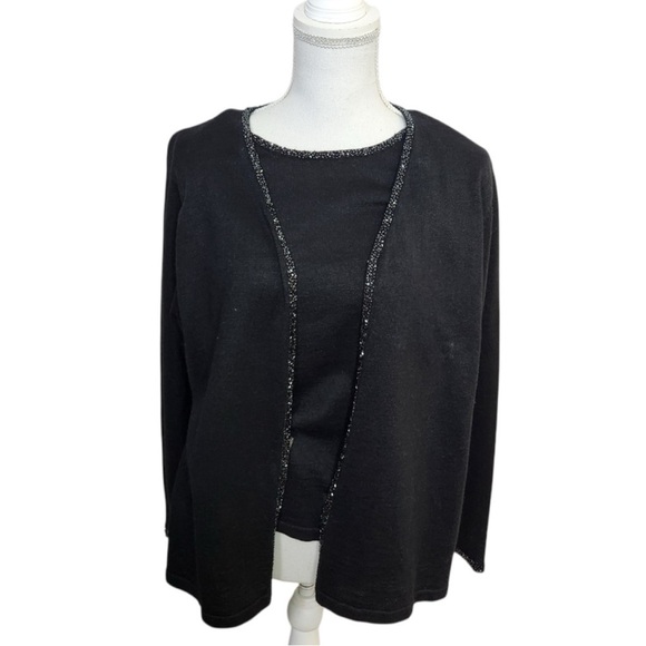 Victoria Jones Woman Sweaters - Victoria Jones Women's Elegant Black Cardigan Sweater Size Medium